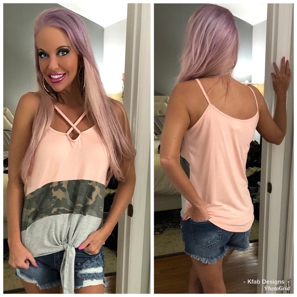 💕LAST 1! Camo Color Block Strappy Tank! So Cute! - Picture 4 of 8